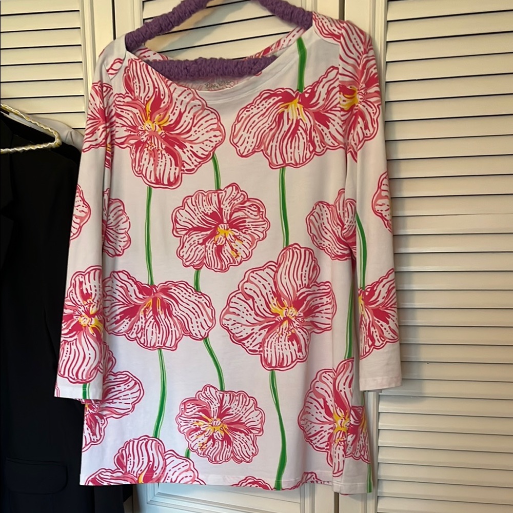 Lilly Pulitzer Pink and Orange Boxy Blouse